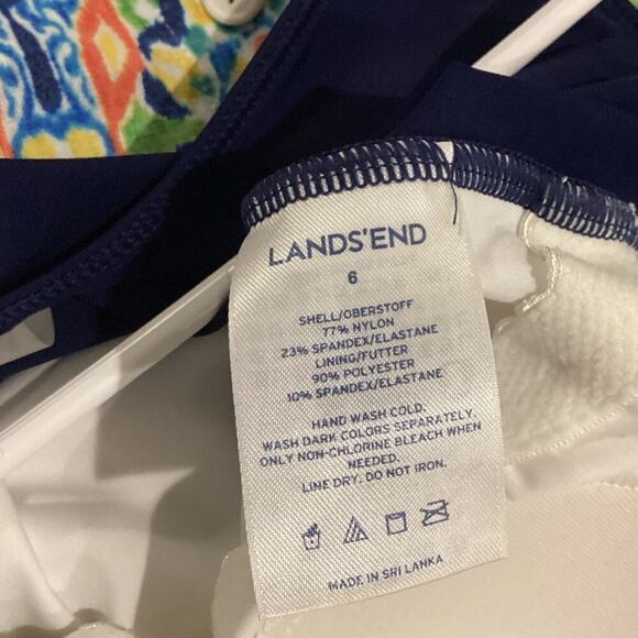 Lands' End Womens Swimsuit Size 8 Navy Blue Striped One Piece Nautical Beach NEW - Picture 2 of 9